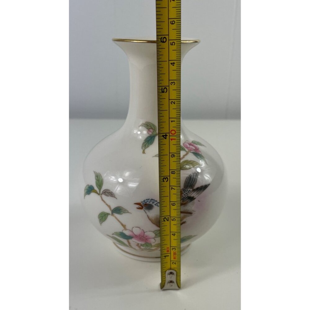 Yamaji Japan 6" Porcelain Vase Bird w/Cherry Blossoms - Picture 11 of 12